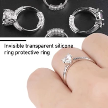 KLONKEE 14 piezas Ajustador de anillo de silicona invisible, almohadillas de protección de anillo para ajustar y evitar daños en el anillo para mujeres y hombres - transparente - Ver 9