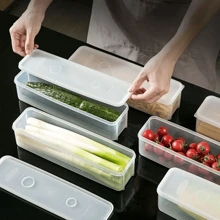 Gemüseaufbewahrungsbehälter für den Kühlschrank, rechteckiger Behälter mit Deckel, Lebensmittelaufbewahrungsbox für die Küche, feuchtigkeitsbeständig & geruchsdicht, erhält Frische, für Frühlingszwiebeln, Ingwer, Knoblauch, Koriander, platzsparend, aufgeräumt & organisiert.