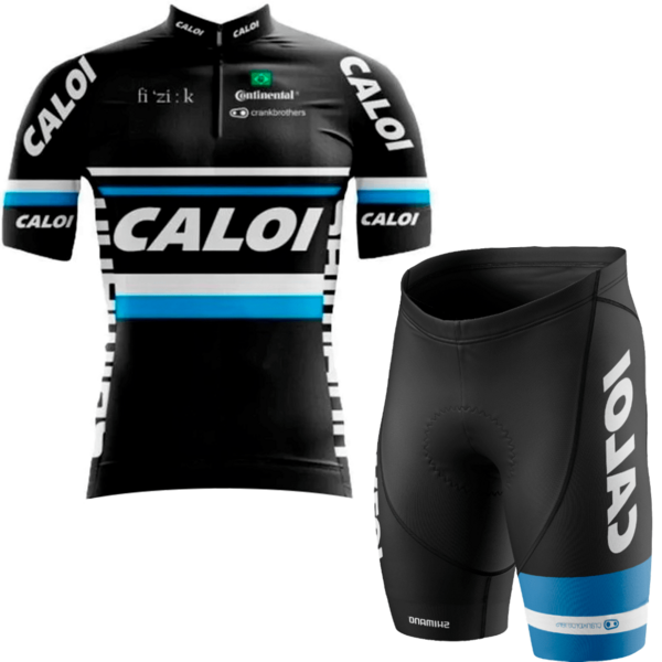 Conjunto Camisa Ciclismo Caloi e Bermuda Forro Gel Pedal Confortável