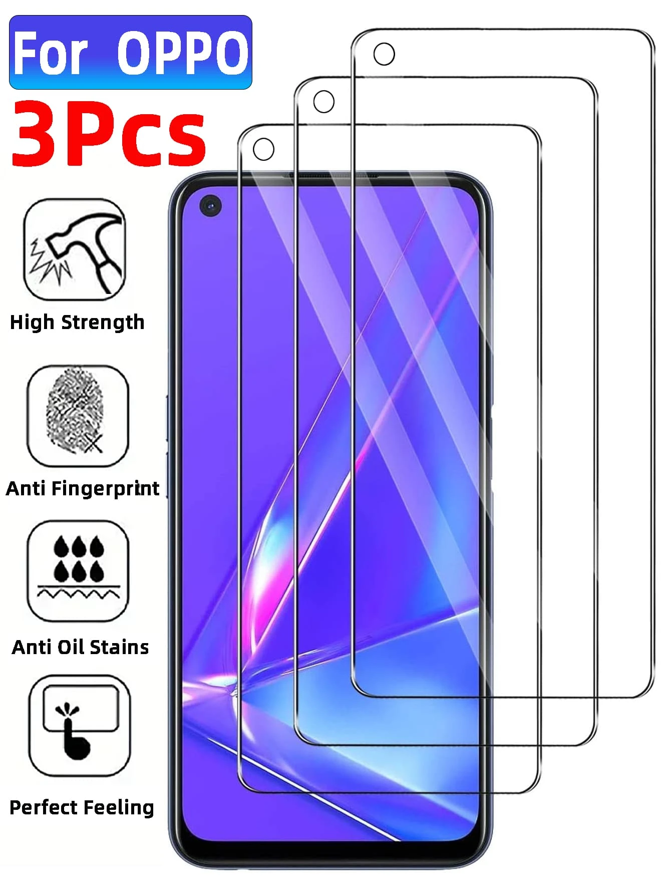 3 sztuki Ultra-Clear Hartowane Szkło Ochronne Ekranu, Kompatybilne Z OPPO, Dotykowe, Odporne Na Zarysowania, Łatwy Montaż Prezent Na Urodziny, Rodzinę, Przyjaciół Telefon Ochronny Ekran, Akcesoria Telefoniczne - Przezroczysty - Zobacz 1