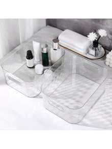 Kit Com 2 Caixas Decorativas Transparente Multiuso Organizadora - transparente - Visão 3