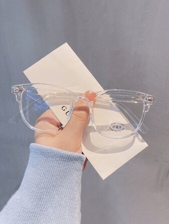 1 件圆形光学眼镜防蓝光透明电脑眼镜框男女通用遮光透明眼镜配件。时尚百搭，轻便，防护眼镜，显脸小，耐磨