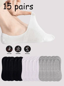1/5/15 Pares de Meias Invisíveis de Corte Baixo Femininas de Cor Sólida, Adequadas para Primavera e Verão