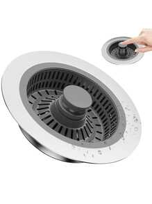 2 Pcs 3 In 1 Kitchen Sink Drain Strainer - Stainless Steel Pop-Up Sink Stopper Set, Anti-Clog Sink Food Trap Basket, Quick Drain Strainer Sink Stopper Fits U.S. Standard 3-1/2 Inch Drain Strainer