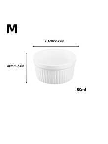 1 件/2 件白色陶瓷甜点/小模子杯，陶瓷材质圆形烤蛋杯，布丁杯烘焙纸杯蛋糕 DIY 蛋奶酥烘焙杯，甜点杯，微波炉和烤箱安全碗，厨房工具 - 白色 - 查看 6