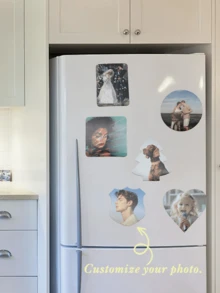 1pc Customized Personalized Photo Fridge Magnet, Suitable For Office, Kitchen, Storage Cabinet, Magnetic Memorial Photo/Wedding/Travel Photo, Souvenir, Party Favor Or Wedding Favor, Anniversary Gift, Meaningful Keepsake Gift - Multicolor - View 1