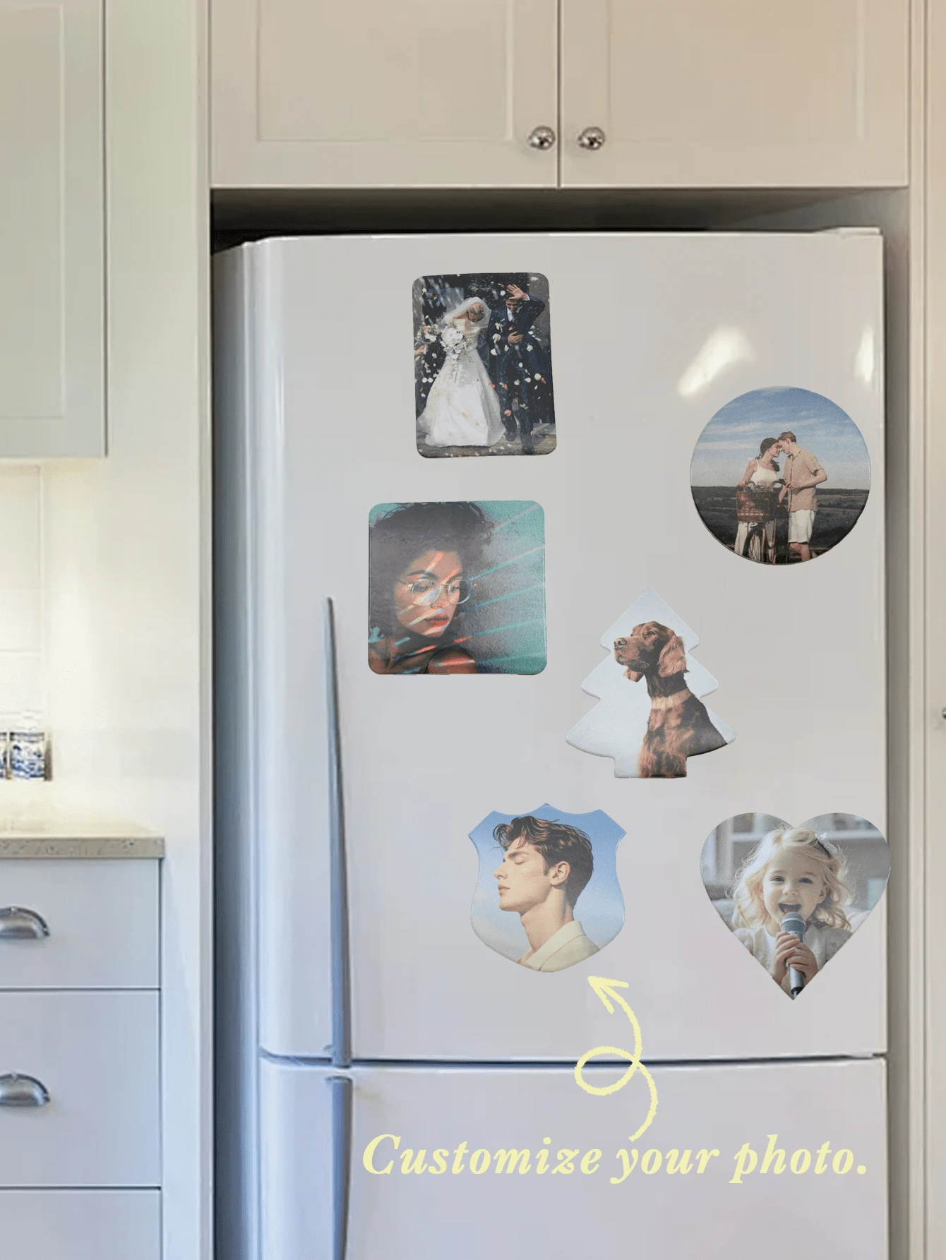 1pc Customized Personalized Photo Fridge Magnet, Suitable For Office, Kitchen, Storage Cabinet, Magnetic Memorial Photo/Wedding/Travel Photo, Souvenir, Party Favor Or Wedding Favor, Anniversary Gift, Meaningful Keepsake Gift - Multicolor - View 1