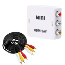 Kit Mini Adaptador Conversor  Para Av 3 Rca + Cabo Av 3 Rca - Branco - Visão 8