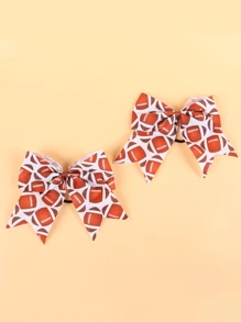 1/2 piezas Coletero de lazo europeo y de la Copa Mundial, súper aficionado, con diseño para aficionados infantiles, cinta grande de mariposa para el pelo, adecuado para porristas escolares, ropa deportiva