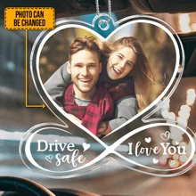 7 Style - Custom Photo Acrylic Car Ornament - Drive Safe, I Love You - Personalized Couple Photo Accessory - Gifts For Husband - Valentine's Day Decor, Artwork Wall Painting For Gift, Bathroom