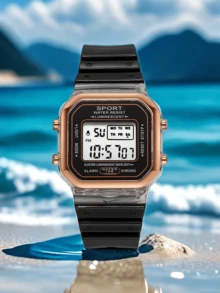 1pc Fashionable Women's Electronic Watch, Multifunctional Sports Watch For Students, Rose Gold Frame, Suitable For Daily Use, Birthday Gift - White - View 3