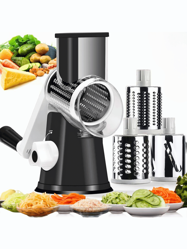 Cheese Grater, Kitchen Mandolin Vegetable Slicing Machine, With 7.62cm Replaceable Blades, Easy-To-Clean Rotary Fruit Grater Slicing Machine, Potato, Carrot, Nut Grinder
