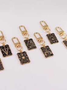 1 pieza Llavero con colgante de Tarot en dorado y negro, decoración de llavero de estilo gótico creativo, colgante de bolso, regalo perfecto para amigos, accesorio decorativo de bolso, regalo de San Valentín, accesorio de coche, dije de bolso, cordón para mochila escolar con soporte para identificación, accesorios de coche, dijes de bolso - Multicolor - Ver 3