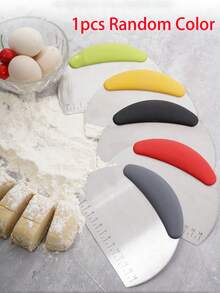 1pc Stainless Steel Cake Knife, Practical Yellow Random Bread Dough And Clay Knife, Antibacterial Baking Scraper, Suitable For Baking - Random Color - View 3