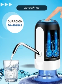 Dispensador de Agua Batería Carga Rápida USB Recargable 100% Automático Luz Indicadora de Encendido de Plástico 5 V Ligero para Garrafón de Varios Tamaño Diseño Ergonómico para Agua Potable Higiénico Seguro de Acero Inoxidable Portátil Fácil de Instalar Más de 5,000 Horas de Uso
