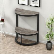 LITTLE TREE Semi-Circle 2-Tier End Table, Compact Half Round Side Table With Storage Shelf, Wood Accent Furniture For Sofa, Bedroom And Other Small Spaces, Rustic Grey - 灰色 - 查看 2
