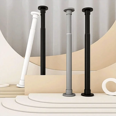 1 st Expanderbar dragstång utan borrning, honeycomb strukturbas ökar vidhäftningen, invändig fjäder, kraftig, lämplig för duschgardinstänger, klädstänger, gardinstänger, romerska stänger, garderobsstödstänger, dörrgardinstänger