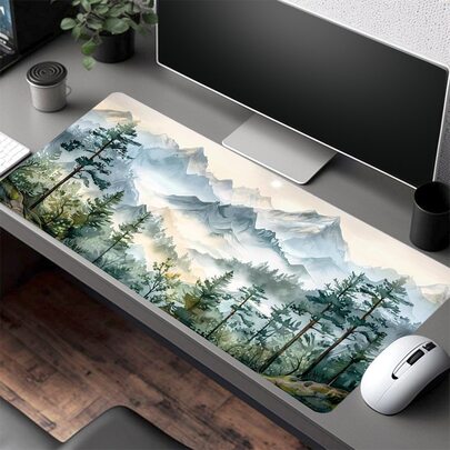 Snow Mountain Mouse Pad Aesthetic Art Desk Mat 35.4x15.7 Inch Desk Accessories Rubber Base With Stitched Edge Non-Slip Keyboard Pad For Office Home Computer As Gifts For Men Women Friends Birthdays Christmas Desk Accessories Office Supplies Office Desk Accessories Mousepad Mouse Pad For Desk