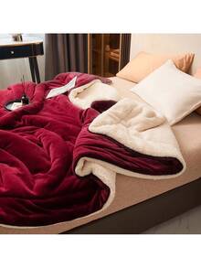 Comfortable And Soft Blanket In Various Sizes And Colors - Simulates Sheep's Wool - 紅色 - 查看 1