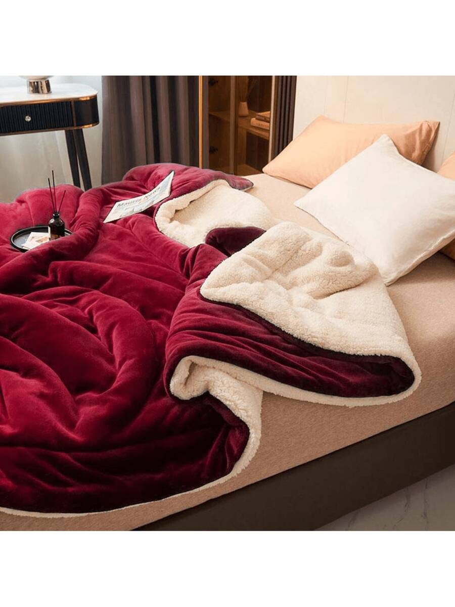 Comfortable And Soft Blanket In Various Sizes And Colors - Simulates Sheep's Wool - 紅色 - 查看 1
