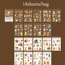 18 coli/Cărți cu stickere, Seria Leisurely Moment, Autocolante cu tematică retro casual pentru copt, Rechizite pentru albume, Caiete decorative, Rame foto, Huse de telefon, Pahare de apă, Reviste de gunoi, Cutii de papetărie, Autocolante personalizate DIY, Rechizite școlare, Înapoi la școală - Multicolor - Vizualizare 17