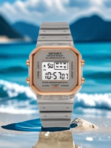 1pc Fashionable Women's Electronic Watch, Multifunctional Sports Watch For Students, Rose Gold Frame, Suitable For Daily Use, Birthday Gift - White - View 16