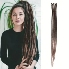 24 英寸薄 0.6 厘米合成辫子接发 - 适合雷鬼、嘻哈、万圣节和圣诞节的钩针接发 - 柔软、手工制作、5 股辫子接发，适合发型设计