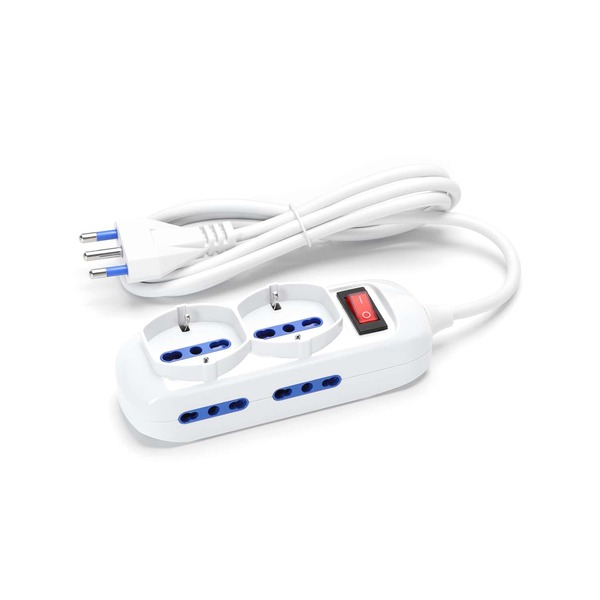 Aigostar Multipresa elettrica multifunzione a 6 posizioni, 250V/3680W, cavo da 1,5m, colore bianco