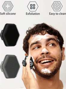 قطعة واحدة فرشاة جديدة من السيليكون للرجال، فرشاة تدليك/للحيية/للاستحمام، مناسبة لتنظيف لحية الرجال، أداة لغسل الوجه، فرشاة تنظيف محمولة يومية للمنزل/السفر - متعدد الألوان - مشاهدة 1
