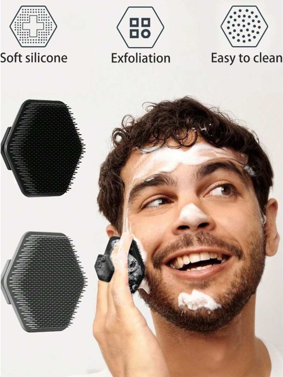 قطعة واحدة فرشاة جديدة من السيليكون للرجال، فرشاة تدليك/للحيية/للاستحمام، مناسبة لتنظيف لحية الرجال، أداة لغسل الوجه، فرشاة تنظيف محمولة يومية للمنزل/السفر - متعدد الألوان - مشاهدة 1