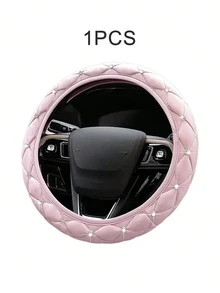 9pcs Shiny Car Accessories Set, Designed For Women, Includes Diamond Steering Wheel Cover, Crystal Dashboard Mat, Seat Belt Pad, Handbrake Cover, Gear Shift Knob Cover, Car Logo Ring, Soft Leather Anti-Slip Steering Wheel Cover, Women Car Interior Decor Accessories, Suitable For Sedan, SUV, Truck And More, Single/4pcs Set - one-size - View 10