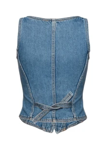 Women Crop Denim Tank Tops Casual Summer Front Button Basic Vest Sleeveless Shirt Aesthetic Clothes For Streetwear