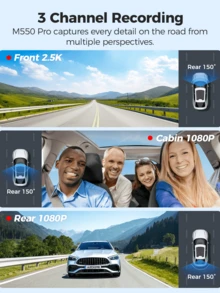 AZDOME M550 Pro 4K Dash Cam With Built-In GPS & WiFi | 3.19" Screen, Night Vision, Parking Mode, Includes 64GB Card - 黑色 - 查看 3