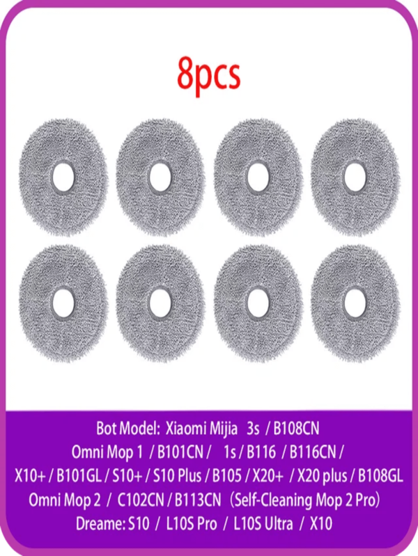 Panni di ricambio per mocio di robot aspirapolvere di alta qualità per Dreame S10+/S10Plus/L10Plus/L10S Ultra/W10S/L20/X20/L30/X30/L40/X40/X50; Mijia Omni Mop B101CN/Omni Mop 2 C102CN/X10+/B101GL/X10plus/S10+/S10plus/S10Plus/B105/3S B108CN/C101 M30/D102/X20 Pro D102GL/X20 Max D109GL/M30S D103CN Robot Aspirapolvere