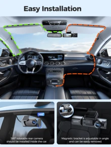 AZDOME M550 Pro 4K Dash Cam With Built-In GPS & WiFi | 3.19" Screen, Night Vision, Parking Mode, Includes 64GB Card - 黑色 - 查看 2