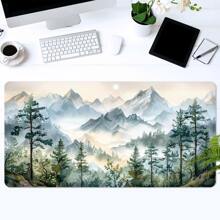 Snow Mountain Mouse Pad Aesthetic Art Desk Mat 35.4x15.7 Inch Desk Accessories Rubber Base With Stitched Edge Non-Slip Keyboard Pad For Office Home Computer As Gifts For Men Women Friends Birthdays Christmas