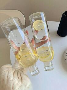 1 pieza Botella de agua transparente a prueba de fugas con marcas de tiempo - Hecho de material de policarbonato duradero, diseño portátil adecuado para viajes al aire libre y senderismo - Taza de hidratación elegante y conveniente para hombres y mujeres