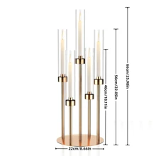5pcs Metal Candelabra, Floor-Standing Tall Candlestick Holders, Gold Color Candle Holders For Centerpiece Decor, Suitable For Christmas, Weddings, Home Decor, Halloween Parties