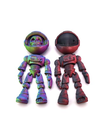 可动宇航员骨架雕像，3D 打印可移动关节，滑动头盔，太空主题收藏品，适合家居装饰和季节性展示，由塑料制成