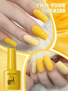 XEIJAYI 2 件装 7.3 毫升黄色凝胶指甲油 - 无味、持久闪光效果，适合 DIY 家庭沙龙使用 - 非常适合美甲，易于涂抹，是春季送给女性的完美礼物