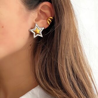 Pendientes de estrella de acero inoxidable con estilo de moda europeo y americano Ins, joyería de oreja con forma de estrella de cinco puntas lisa para mujer
