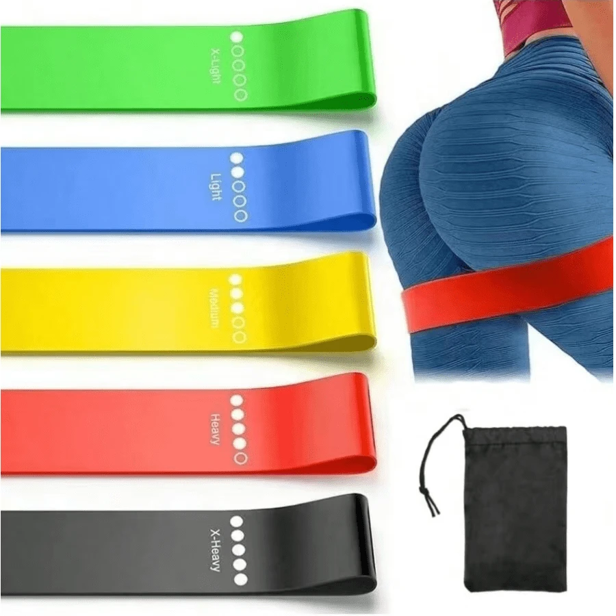 5pcs Portable Fitness Resistance Bands Elastic Set, Gym Pilates Yoga Bodybuilding Rubber Bands, Gym Home Strength Training Equipment Elastic Bands - Multicolor - View 1