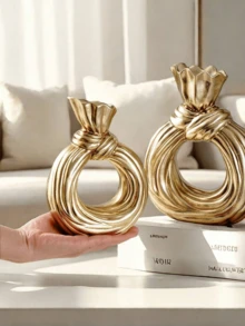 1pc Modern And Simple Round Circle Knot Shaped Resin Flower Vase, Home Tabletop Decoration Vase For Flowers And Plants Cultivation, Suitable For Home, Hotel, Restaurant Tabletop And Entrance Decoration And Hydroponics, Can Be Used All Year Round.