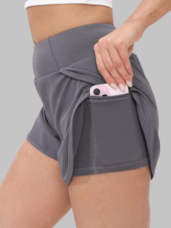 1 件装速干高腰双层内袋女士运动跑步健身短裤