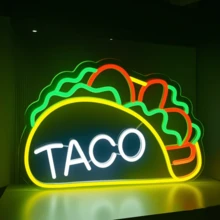 1 Pc 14.96x 9.84in Neon Light Taco Text And Pattern Multicolor Wall Sign Decoration For Restaurant Bar Party Home Festival Atmosphere LED Night Light Hanging Decor For Kitchen Cafe Shop Event Celebration - Multicolor 2 - View 9