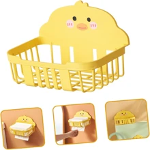 1 Piece Of Super Cute Little Yellow Duck Tissue Box Is Coming, Wall-Mounted Toilet Paper Holder, Wall-Mounted Toilet Paper Roll Holder, No Need To Drill Holes For Toilet Paper Holder, Bathroom Storage Rack, With Seamless Sticker Design