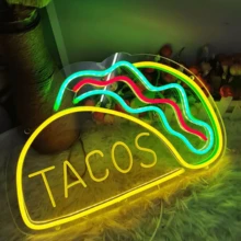 1 Pc 14.96x 9.84in Neon Light Taco Text And Pattern Multicolor Wall Sign Decoration For Restaurant Bar Party Home Festival Atmosphere LED Night Light Hanging Decor For Kitchen Cafe Shop Event Celebration - Multicolor 2 - View 5