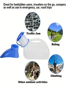 1pc Portable Male/Female Urinal Bottle With Cover & Funnel, Suitable For Travel, Car, Hiking, Outdoor Activities For Men, Women, Elderly Summer Cooling,Beach,Travel