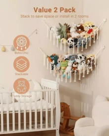 NetHong Kids Toy Hammock Hand-Woven Soft Storage Mesh Net For Teddy Bear Bedroom Cuddly - White - View 6