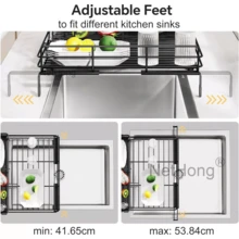 NetHong Retractable Chopper Spoon Fork Bowl Utensil Holder Retractable Dish Drainer Rack(Black) - Black E - View 4